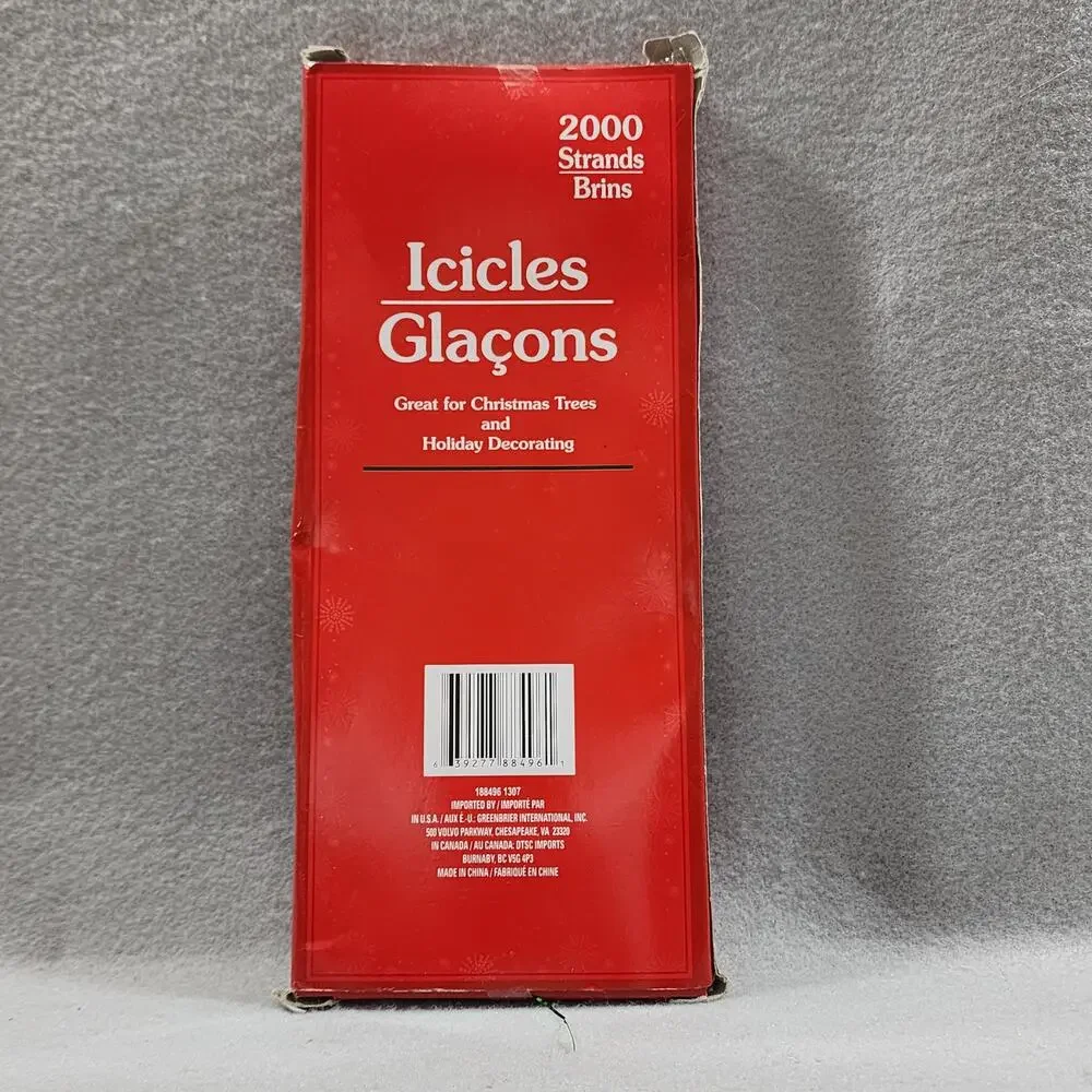 Christmas House Tinsel ICICLES 2000 Strands Retro Tree Decorations NOS In Box